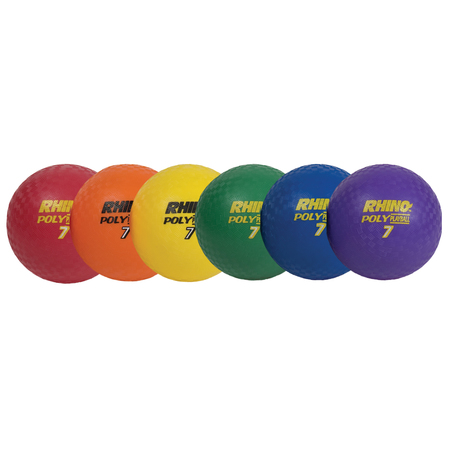 CHAMPION SPORTS Rhino® Poly 7" Playground Ball Set, Assorted Colors, PK6 PX7SET